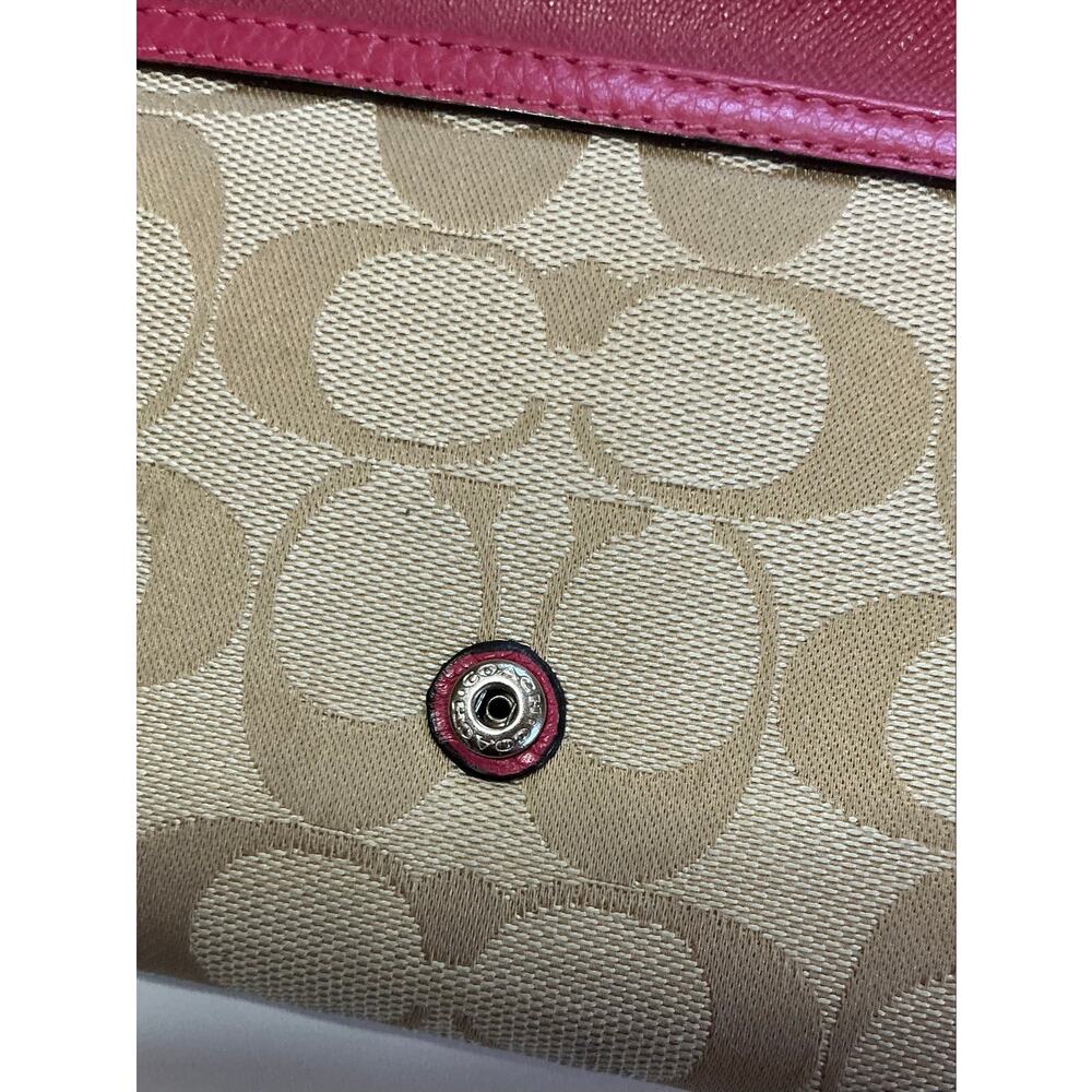 Coach Signature Stripe Canvas & Pink Leather Trifold Wallet Retail $258 GUC-EUC - Picture 14 of 16